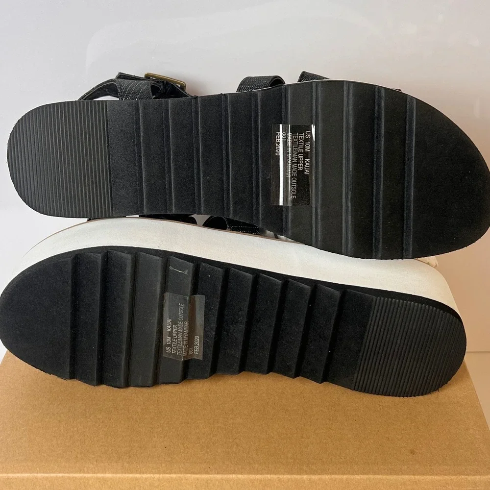 Nest Kauai Platform‎ Sandals Black Strappy Buckle Detail Women's Shoes